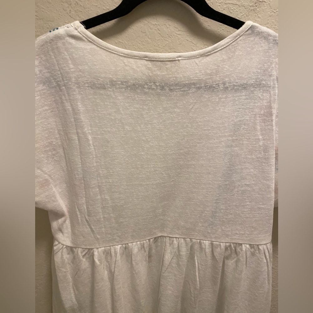 Savanna Jane Short Sleeve Floral Embroidered Babydoll Top With Lace Detailing - Picture 6 of 9